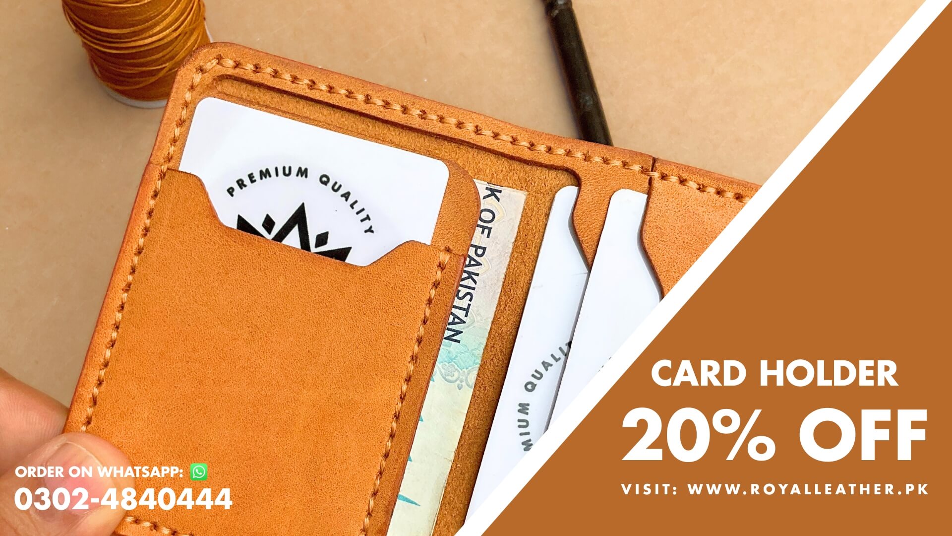 Royal Leather Card Holder 20% Off Banner - Royalleather.pk
