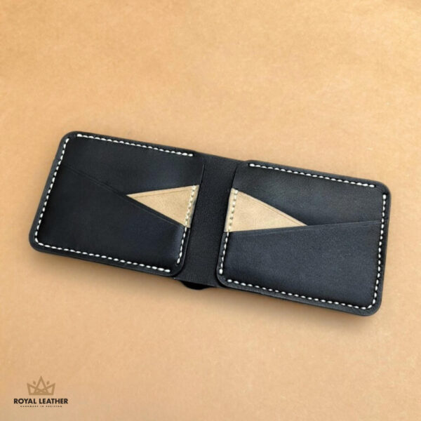 Sand Bifold Wallet Black Top View - Royalleather.pk