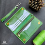 Zipper Long Card Wallet Green