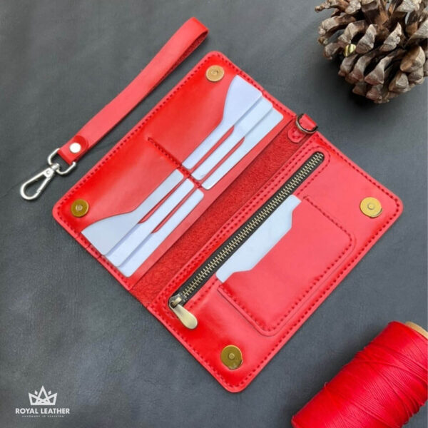 Zipper Long Card Wallet Red