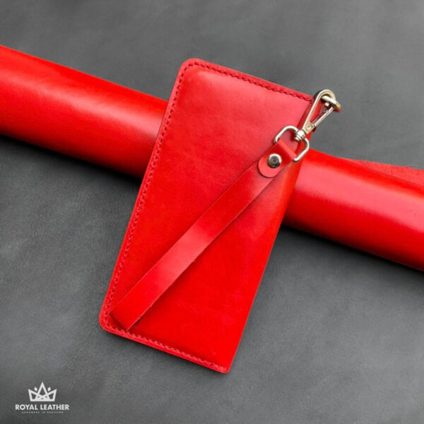 Zipper Long Wallet Red Back View - Royalleather.pk