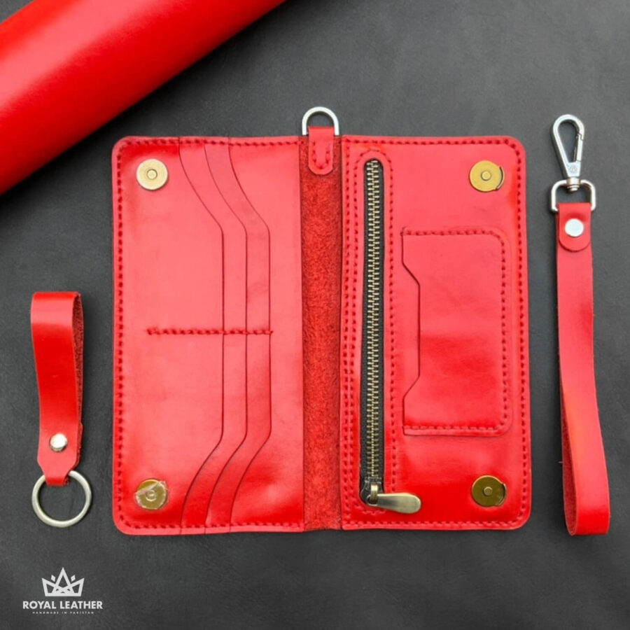 Zipper Long Card Wallet Red