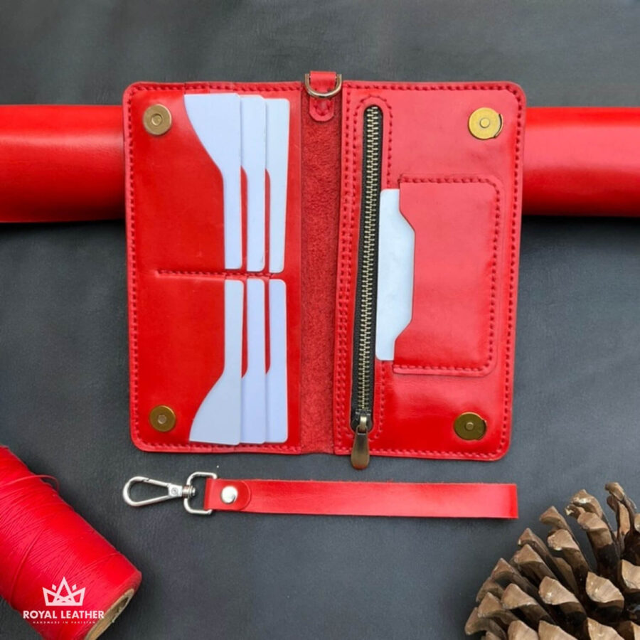 Zipper Long Card Wallet Red